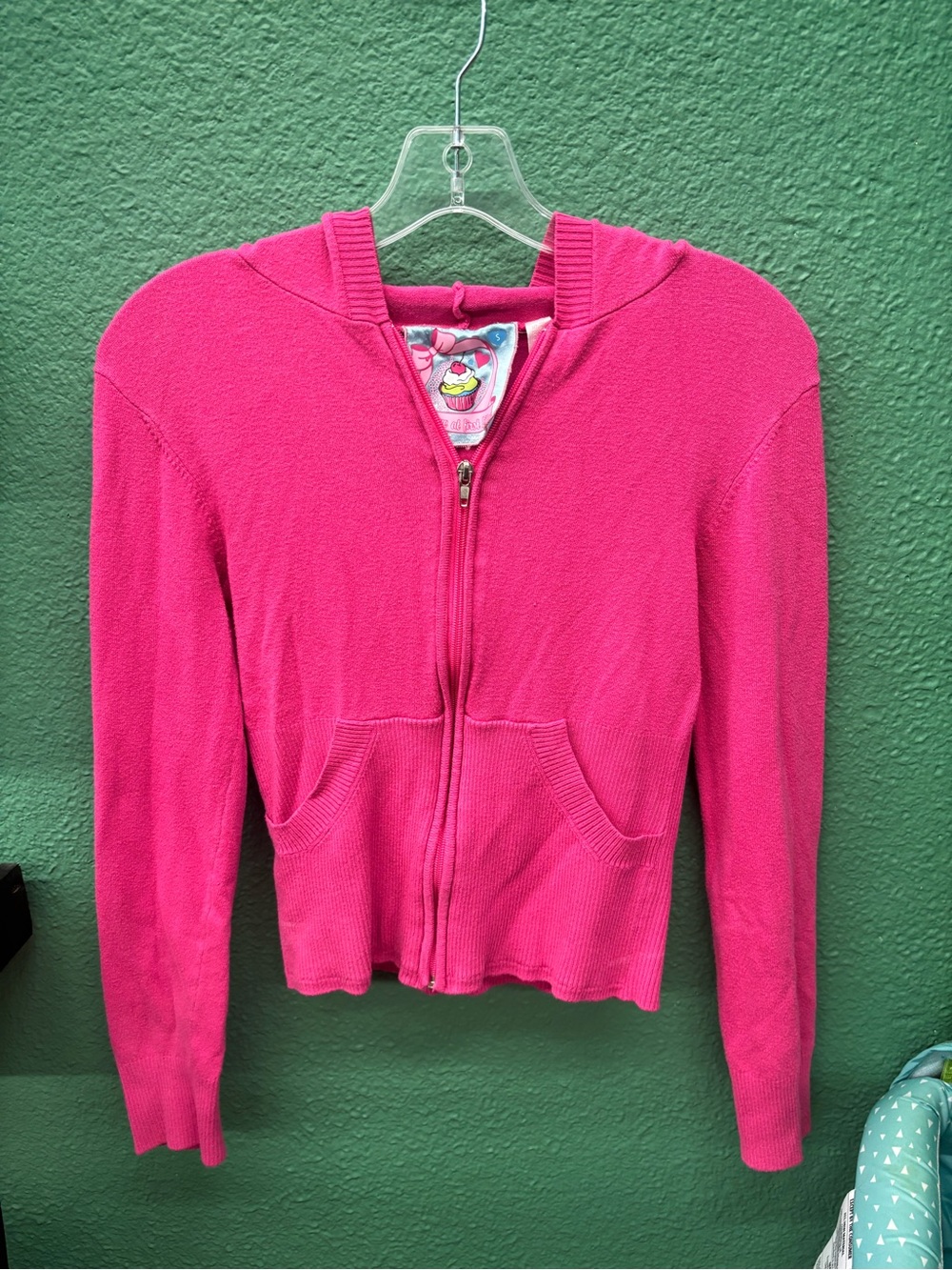 Y2K Victoria's Secret Bright Pink Hoodie with Cupcake Tag